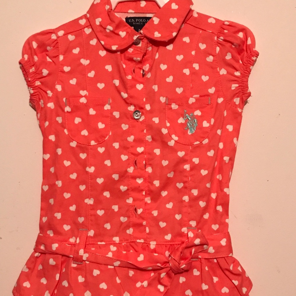 Precious Orange & White Heart Belted Dress